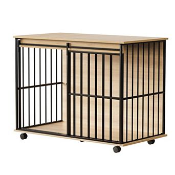 IFMALL Large Wooden Pet Crate Furniture Enclosure with Removable Tray