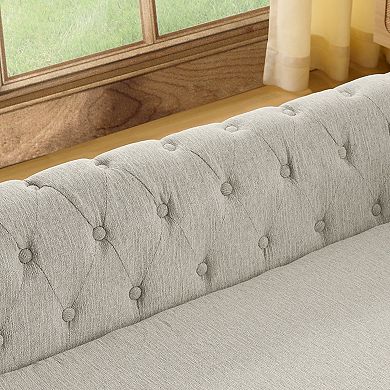 IFMALL Elevated Rectangular Pet Sofa Bed for Large Dogs Comfortable Linen Fabric