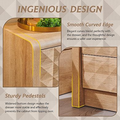 2Piece Modern Night stand 3-Drawer Bedside Table Set with Charging Station