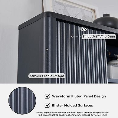 Fluted Bathroom Wall Cabinet, Wooden Medicine Cabinet Organizer with Adjustable Shelf for Bathroom