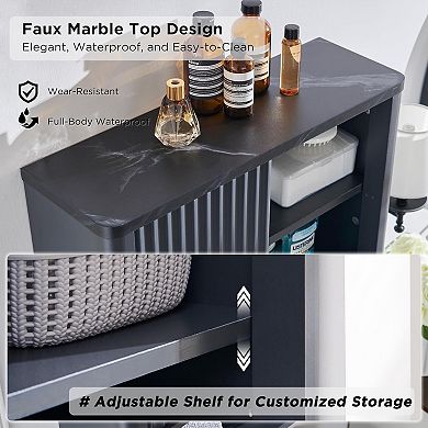 Fluted Bathroom Wall Cabinet, Wooden Medicine Cabinet Organizer with Adjustable Shelf for Bathroom