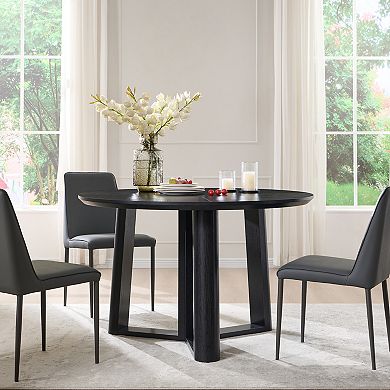 47" Round Dining Table for 46, Modern Circle Table w/ Thick Wood Top for Dining Room (Table Only)