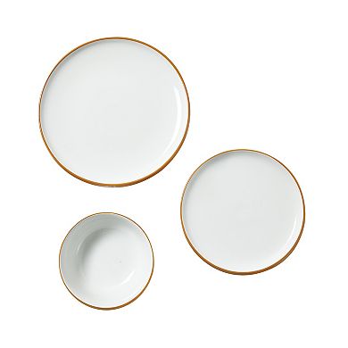 Dinnerware Set Ceramic Plates and Bowls Sets Service for 4 White