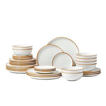 Dinnerware Set Ceramic Plates and Bowls Sets Service for 4 White