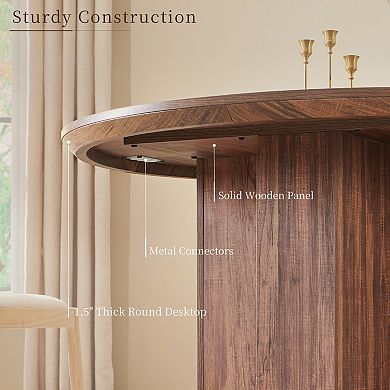 47" Round Dining Table for 46, Modern Circle Table w/ Thick Wood Top for Dining Room (Table Only)