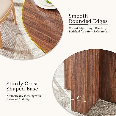 47" Round Dining Table for 46, Modern Circle Table w/ Thick Wood Top for Dining Room (Table Only)