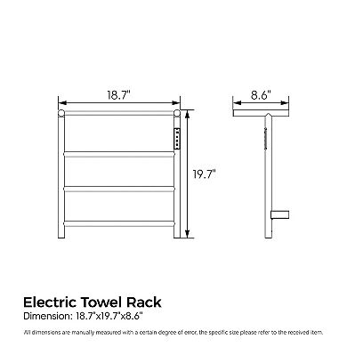 Heated Towel Rack Warmer with Shelf, Wall Mounted for Bathroom with Intelligent Touch Screen Timer