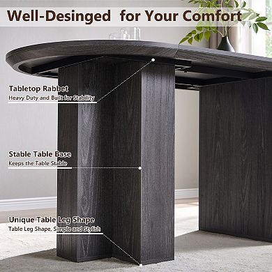 63" Oval Dining Table for 46, Modern Wood Kitchen Table with T-Shaped Base for Dining Room
