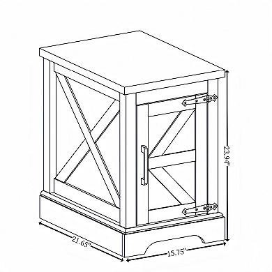 Rectangular Farmhouse Cabinet Table with Barn Door and Adjustable Storage Shelf