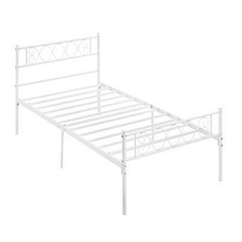 Metal Bed with Iron Heart Headboard & Footboard, Sturdy Platform Bed for Kids, Easy Assembly