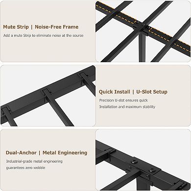 Metal Bed Frame with Vintage Circular Headboard & Under Bed Storage. No Box Spring, Easy Assembly