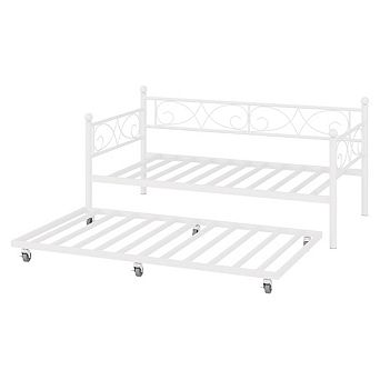 Twin Size Daybed Frame with Headboard, Sturdy Metal Platform Sofa Bed, No Box Spring