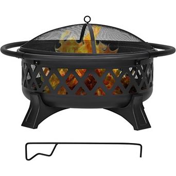 36 Inch Outdoor Fire Pit, Wood Burning Firepits, Steel Fire Pit for Backyard Patio Camping