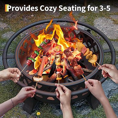 36 Inch Outdoor Fire Pit, Wood Burning Firepits, Steel Fire Pit for Backyard Patio Camping