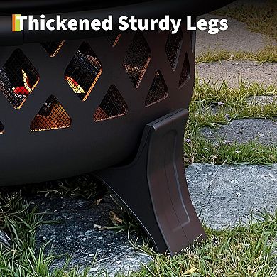 36 Inch Outdoor Fire Pit, Wood Burning Firepits, Steel Fire Pit for Backyard Patio Camping