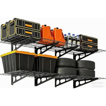 2 Pack 2x6ft Garage Wall Shelves,Mounted Garage Shelving, for Garage Organization, Kitchen, Black