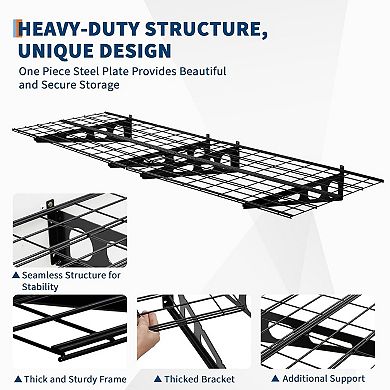 2 Pack 2x6ft Garage Wall Shelves,Mounted Garage Shelving, for Garage Organization, Kitchen, Black