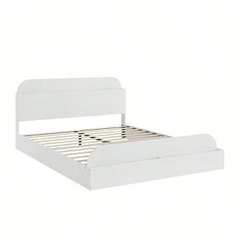 Kids Low Platform Bed with Storage Headboard & Footboard - Sturdy Wood Slats, No Box Spring Needed