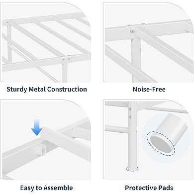 Girls' Metal Platform Bed Frame with Heart Design - Heavy-Duty, Noise-Free, Easy Assembly