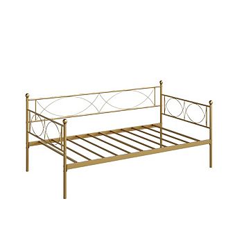 Multifunctional Twin Metal Daybed with Pull-Out Trundle, Premium Steel Slat Support for Bedroom