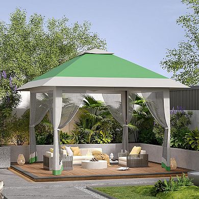 13x13 Pop Up Gazebo Outdoor Canopy Shelter with Mosquito Netting, Garden, Backyard Deck