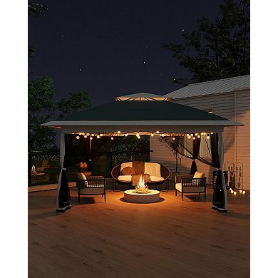 13x13 Pop Up Gazebo Outdoor Canopy Shelter with Mosquito Netting, Garden, Backyard Deck