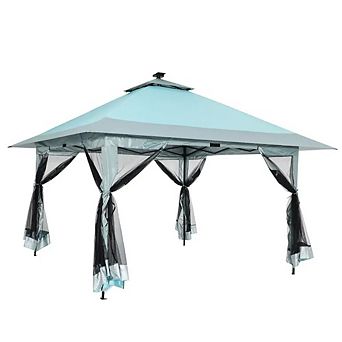13x13 Pop Up Gazebo Outdoor Canopy Shelter with Mosquito Netting, Garden, Backyard Deck