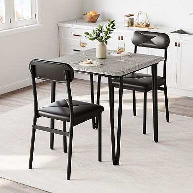 ANIXOL 3-Piece Dining Table Set with Upholstered Chairs