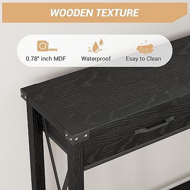 Farmhouse Console Table Cabinet, Console Table with Storage Shelf, Narrow Wood Sofa Side Table