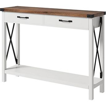 Farmhouse Console Table Cabinet, Console Table with Storage Shelf, Narrow Wood Sofa Side Table