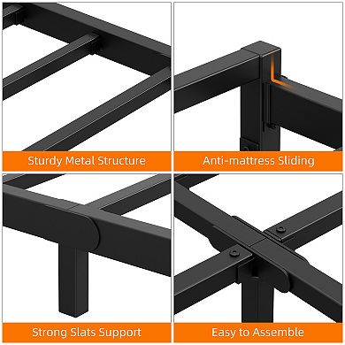 6 Inch Heavy Duty Metal Platform Bed Frame - Steel Slat Support, Easy Assembly, No Box Spring Needed
