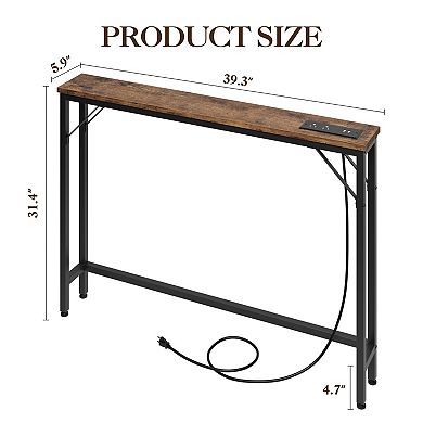 ANIXOL Narrow Console Table with Charging Station