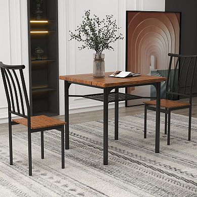 ANIXOL 3-Piece Dining Table Set with 2 Chairs and Storage