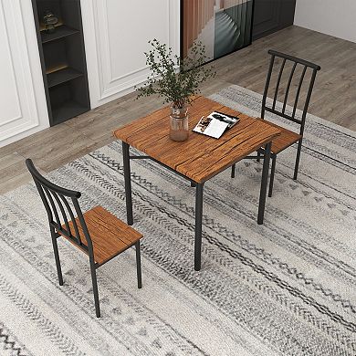ANIXOL 3-Piece Dining Table Set with 2 Chairs and Storage