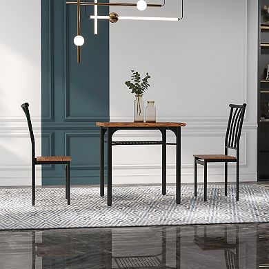 ANIXOL 3-Piece Dining Table Set with 2 Chairs and Storage