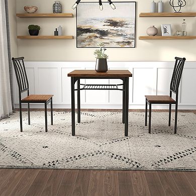 ANIXOL 3-Piece Dining Table Set with 2 Chairs and Storage