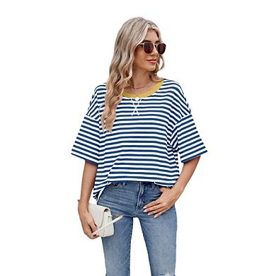 Womens Oversized T Shirts Loose Crewneck Short Sleeve Tops Summer Casual Blouse Y2K Basic Tee Beach