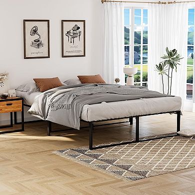 Heavy-Duty Metal Platform Bed Frame - Under-Bed Storage, Silent Slat Support, Noise-Free
