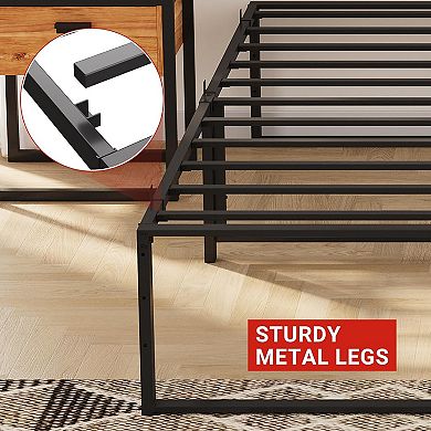 Heavy-Duty Metal Platform Bed Frame - Under-Bed Storage, Silent Slat Support, Noise-Free
