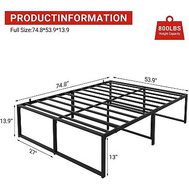 Heavy-Duty Metal Platform Bed Frame - Under-Bed Storage, Silent Slat Support, Noise-Free