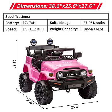 ANIXOL Licensed Toyota 12V Kids Ride-On Jeep with Parent Remote