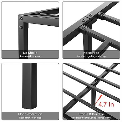 6 Inch Heavy Duty Metal Bed Frame - Storage Platform Bed, Steel Support, No Box Spring, Noise-Free