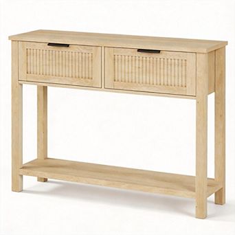 ANIXOL Fluted 2 tier Entryway Console Table with Drawers