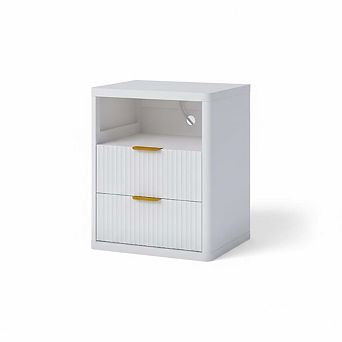ANIXOL Fluted 2-Drawer Nightstand with Bedside Storage