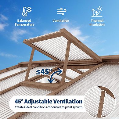 ANIXOL Wooden Greenhouse with Roof Vent