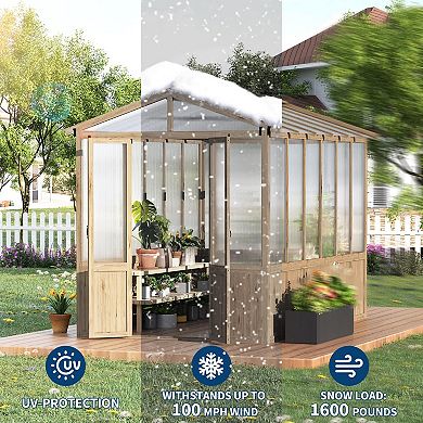ANIXOL Wooden Greenhouse with Roof Vent