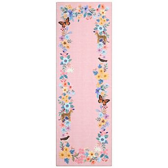Floral Area Rug - Washable & Non-Slip for Living Room, Bedroom, Kitchen