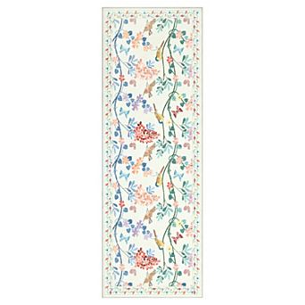 Floral Bird Washable Rug Non-Slip Soft Kitchen & Living Room Carpet
