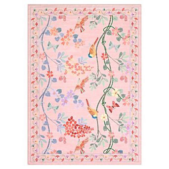 Floral Bird Washable Rug Non-Slip Soft Kitchen & Living Room Carpet