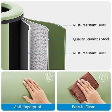 Open Top Stainless Steel Trash Can 10.6 Gallon/40L Fingerprint-Resistant, Removable Inner Bucket